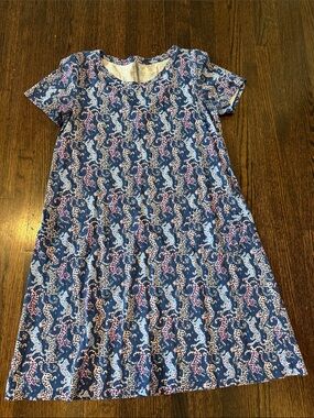 Lily Pulitzer Maternity Navy Blue Animal Print Short Sleeve Cotton Dress